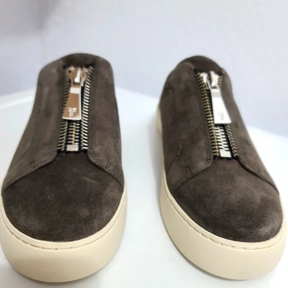 FRYE Lena Zip Up Mules Slip-On Sneakers in Grigio Gray Suede Color - Picture 4 of 10